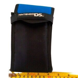 Nintendo DS Travel Case Black/Blue Canvas Flap Zipper Travel Game Bag